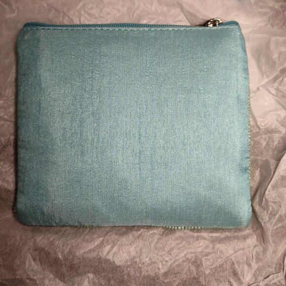 Easter Egg Aqua blue beaded zippered mini clutch, pouch - Picture 3 of 14